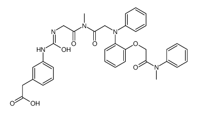 2-[3-[[2-[methyl-[2-(N-[2-[2-(N-methylanilino)-2-oxoethoxy]phenyl]anilino)acetyl]amino]-2-oxoethyl]carbamoylamino]phenyl]acetic acid Structure