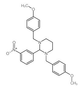1,3-bis[(4-methoxyphenyl)methyl]-2-(3-nitrophenyl)-1,3-diazinane结构式