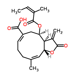 (3AR,4R,6E,10E,11AR)-2,3,3A,4,5,8,9,11A-八氢-10-甲基-3-亚甲基-4-[[(2Z)-2-甲基-1-氧代-2-丁烯-1-基]氧基]-2-氧代环癸并[C]呋喃-6-羧酸结构式