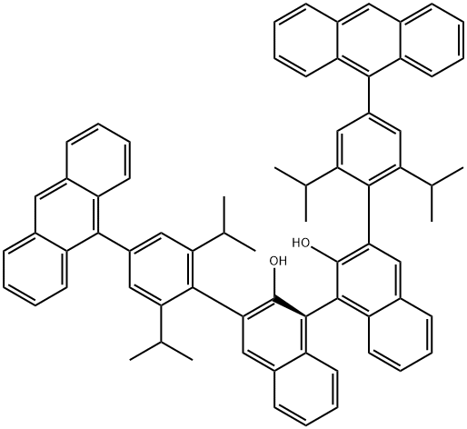 (S)-3,3’-双[4-(9-蒽基)-2,6-双异丙基苯基]联萘二酚结构式