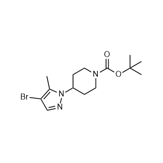 4-(4-溴-5-甲基-1H-吡唑-1-基)哌啶-1-羧酸叔丁酯结构式