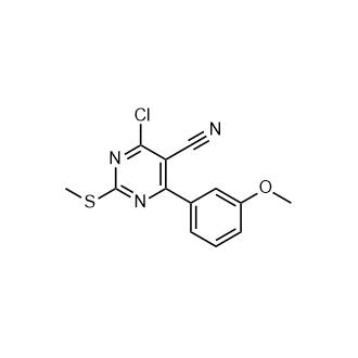 4-氯-6-(3-甲氧基苯基)-2-(甲硫基)嘧啶-5-甲腈结构式