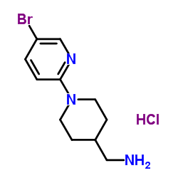 1-[1-(5-Bromo-2-pyridinyl)-4-piperidinyl]methanamine hydrochloride (1:1) Structure