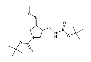 4-(N-tert-butoxycarbonyl)aminomethyl-3-Z-methoxyimino-1-(N-tert-butoxycarbonyl)pyrrolidine结构式