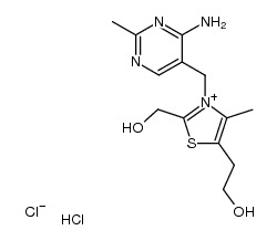 3-(4-amino-2-methyl-pyrimidin-5-ylmethyl)-5-(2-hydroxy-ethyl)-2-hydroxymethyl-4-methyl-thiazolium, chloride monohydrochloride结构式