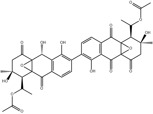 9-Deoxo-4aβ,9aβ:4'aβ,9'aβ-bisoxy-4a,4'a,9a,9'a-tetrahydro-9β-hydroxyjulichrome Q 11,11'-diacetate Structure