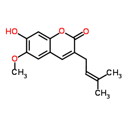 7-羟基-6-甲氧基-3-异戊烯基香豆素结构式