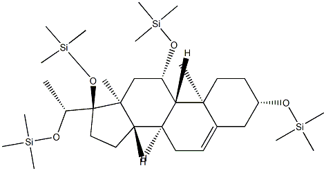 [[(20R)-Pregn-5-ene-3β,11β,17,20-tetryl]tetra(oxy)]tetrakis(trimethylsilane)结构式