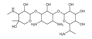 2-(1-aminoethyl)-6-[4,6-diamino-3-[3,5-dihydroxy-5-methyl-4-(methylamino)oxan-2-yl]oxy-2-hydroxycyclohexyl]oxyoxane-3,4,5-triol结构式