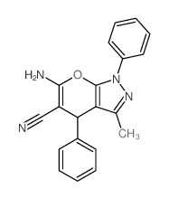 6-氨基-3-甲基-1,4-二苯基-1,4-二氢-吡喃o[2,3-c]吡唑-5-甲腈结构式