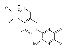 (6R-trans)-7-amino-8-oxo-3-[[(1,2,5,6-tetrahydro-2-methyl-5,6-dioxo-1,2,4-triazin-3-yl)thio]methyl]-5-thia-1-azabicyclo[4.2.0]oct-2-ene-2-carboxylic acid Structure