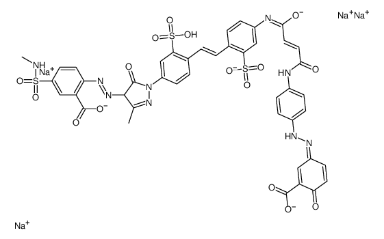 tetrasodium,2-[[1-[4-[(E)-2-[4-[[(E)-4-[4-[(2Z)-2-(3-carboxylato-4-oxocyclohexa-2,5-dien-1-ylidene)hydrazinyl]anilino]-4-oxobut-2-enoyl]amino]-2-sulfonatophenyl]ethenyl]-3-sulfonatophenyl]-3-methyl-5-oxo-4H-pyrazol-4-yl]diazenyl]-5-(methylsulfamoyl)benzoa Structure