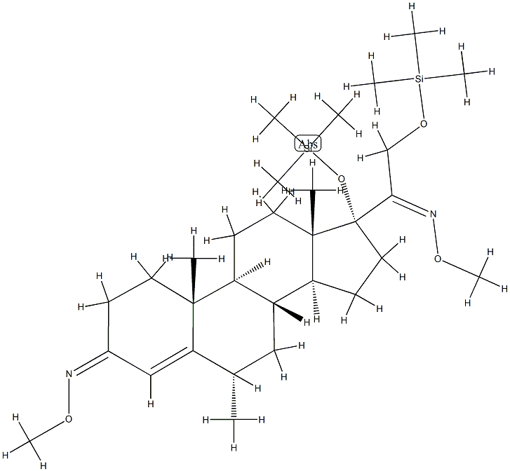 6α-Methyl-17,21-bis[(trimethylsilyl)oxy]pregn-4-ene-3,20-dione bis(O-methyl oxime)结构式