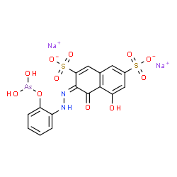 disodium 3-[[2-[(dihydroxyarsino)oxy]phenyl]azo]-4,5-dihydroxynaphthalene-2,7-disulphonate Structure