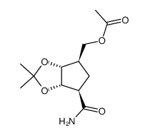 (1R,2S,3R,4R)-4-(acetoxymethyl)-2,3-[(dimethylmethylene)dioxy]-cyclopentane-1-carboxamide结构式