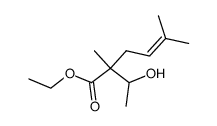 2-(1-hydroxy-ethyl)-2,5-dimethyl-hex-4-enoic acid ethyl ester结构式