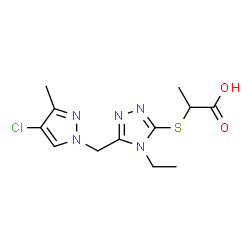 2-((5-[(4-Chloro-3-methyl-1H-pyrazol-1-yl)methyl]-4-ethyl-4H-1,2,4-triazol-3-yl)thio)propanoic acid结构式