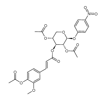 p-nitrophenyl 3-O-(4'-O-acetylferuloyl)-2,4-di-O-acetyl-β-D-xylopyranoside结构式