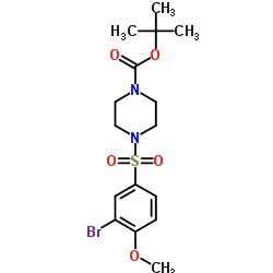 1-​Piperazinecarboxylic acid, 4-​[(3-​bromo-​4-​methoxyphenyl)​sulfonyl]​-​, 1,​1-​dimethylethyl ester结构式