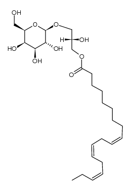 3-O-β-D-galactopyranosyl-1-O-[(9Z,12Z,15Z)-octadeca-9,12,15-trienoyl]-sn-glycerol结构式