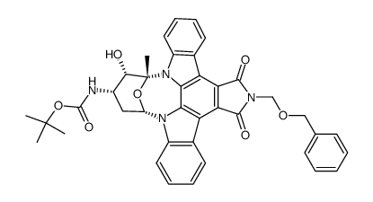 6-N-((benzyloxy)methyl)-3'-O-desmethyl-4'-N-desmethyl-ent-7-oxo-4'-N-(tert-butyloxycarbonyl)staurosporine结构式