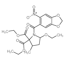 diethyl 5-ethoxy-3-methyl-1-(6-nitrobenzo[1,3]dioxole-5-carbonyl)pyrrolidine-2,2-dicarboxylate Structure