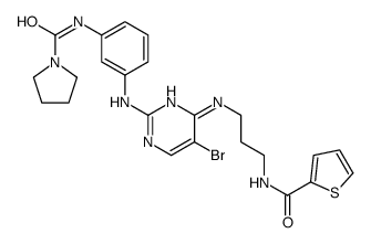 N-(3-(5-溴-4-(3-(噻吩-2-羰酰胺)丙基氨基)嘧啶-2-基氨基)苯基)吡咯烷-1-羧酰胺结构式