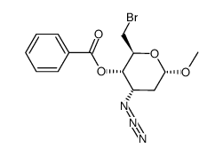 methyl 3-azido-4-O-benzoyl-6-bromo-2,3,6-tridesoxy-α-D-ribohexopyranoside Structure