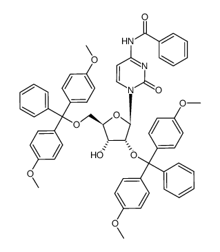 4-N-benzoyl-1-(2,5-O-bis-dimethoxytrityl-β-D-ribofuranosyl)cytosine结构式