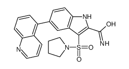 3-pyrrolidin-1-ylsulfonyl-5-quinolin-5-yl-1H-indole-2-carboxamide Structure