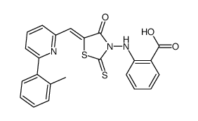 2-[4-oxo-2-thioxo-5-(6-o-tolylpyridin-2-ylmethylene)thiazolidin-3-ylamino]benzoic acid结构式