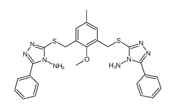 2-methoxy-5-methyl-1,3-bis(4-amino-5-phenyl-1,2,4-triazol-3-ylsulfanylmethyl)benzene结构式