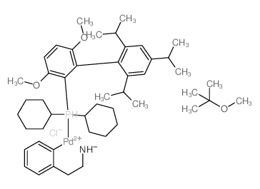 Dicyclohexyl(2',4',6'-triisopropyl-3,6-dimethoxy-[1,1'-biphenyl]-2-yl)phosphine-(2-(2-aminoethyl)phenyl)palladium(II) chloride Structure