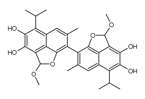 9,9',10,10'-tetrahydroxy-2,2'-dimethoxy-6,6'-dimethyl-8,8'-bis(1-methylethyl)[5,5'-bi-2H-naphtho[1,8-bc]furan] Structure
