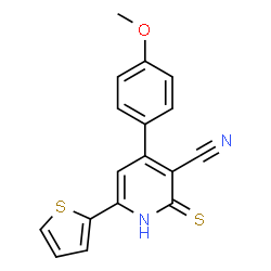 2-Mercapto-4-(4-methoxy-phenyl)-6-thiophen-2-yl-nicotinonitrile Structure