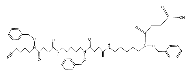 5,16,27-tris(benzyloxy)-31-cyano-4,12,15,23,26-pentaoxo-5,11,16,22,27-pentaazahentriacontanoic acid Structure