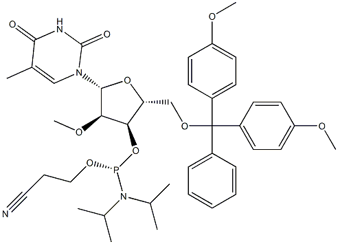 (R)-5'-O-[Bis(4-methoxyphenyl)phenylmethyl]-5-methyl-2'-O-methyluridine 3'-[2-cyanoethyl bis(1-methylethyl)phosphoramidite] Structure