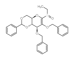 乙基 2,3-Di-O-苯甲基-4,6-O-苯亚甲基-1-脱氧-1-硫代-α-D-吡喃甘露糖苷 S-氧化物结构式