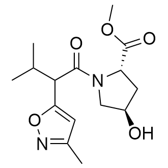 (2S,4R)-甲基4-羟基-1-(3-甲基-2-(3-甲基异噁唑-5-基)丁酰基)吡咯烷-2-羧酸酯结构式