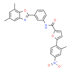5-(2-METHYL-4-NITROPHENYL)FURAN-2-CARBOXYLICACID[3-(5,7-DIMETHYLBENZOOXAZOL-2-YL)PHENYL]AMIDE Structure