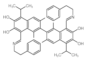 (1E)-7-[(8Z)-1,6-dihydroxy-3-methyl-7-oxo-8-[(phenethylamino)methylidene]-5-propan-2-yl-naphthalen-2-yl]-3,8-dihydroxy-6-methyl-1-[(phenethylamino)methylidene]-4-propan-2-yl-naphthalen-2-one picture