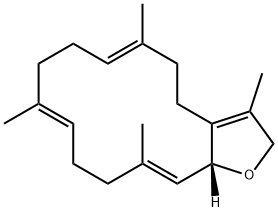 [6E,10E,14E,(-)]-2,4,5,8,9,12,13,15a-Octahydro-3,6,10,14-tetramethylcyclotetradeca[b]furan结构式