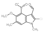 2-chloro-5-methoxy-1,6-dimethyl-4-nitro-indole-3-carbaldehyde结构式