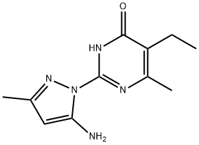 2-(5-氨基-3-甲基-1H-吡唑-1-基)-5-乙基-6-甲基嘧啶-4(3H)-酮结构式
