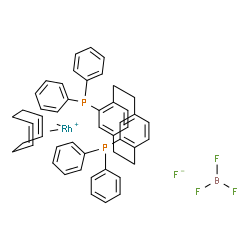 (R)-(-)-4,12-双(二苯基膦基)[2.2]对环芳烷(1,5环辛二烯)铑(I)四氟硼酸盐结构式