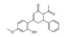 6-acetyl-3-(2-hydroxy-4-methoxyphenyl)-5-phenylcyclohex-2-en-1-one结构式