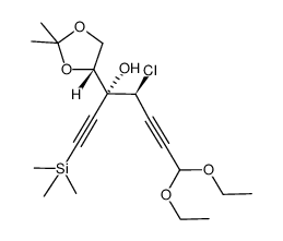 anti-4-chloro-3-(2,2-dimethyl[1,3]dioxolan-4-yl)-7,7-diethoxy-1-trimethylsilanylhepta-1,5-diyn-3-ol结构式
