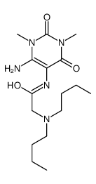 (6CI)-6-氨基-5-(2-二丁基氨基乙酰氨基)-1,3-二甲基-尿嘧啶结构式