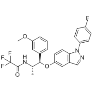 2,2,2-trifluoro-N-[(1R,2S)-1-[1-(4-fluorophenyl)indazol-5-yl]oxy-1-(3-methoxyphenyl)propan-2-yl]acetamide Structure