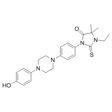 1-ethyl-3-(4-(4-(4-hydroxyphenyl)piperazin-1-yl)phenyl)-5,5-dimethyl-2-thioxoimidazolidin-4-one结构式